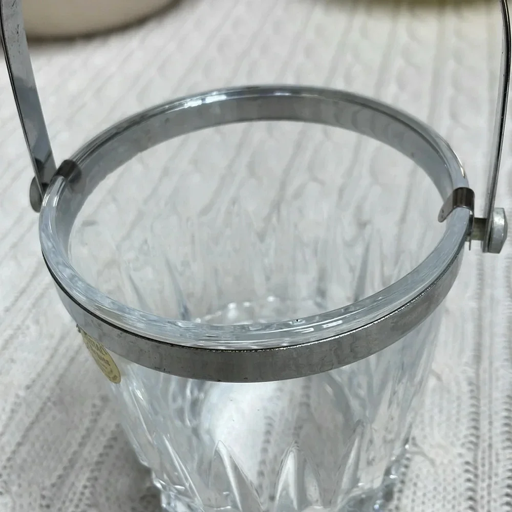 Cristal d'Arques France Mini Ice Bucket With Silver Metal Handle lead crystal